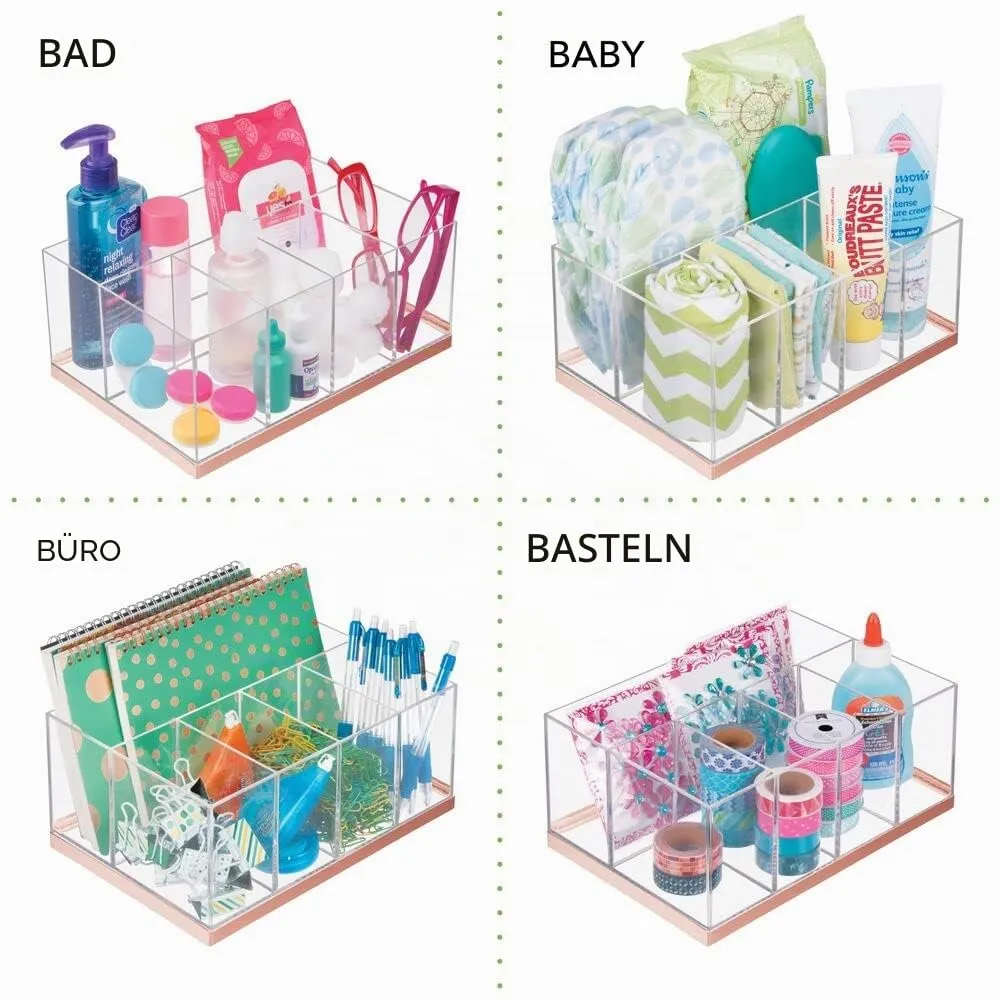 mDesign Make-up-Organizer 5 Fächer Roségold Transparent