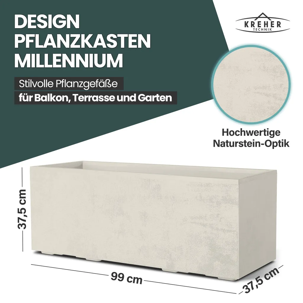 Kreher Millennium 100L Pflanzkübel Creme Weiß rechteckig