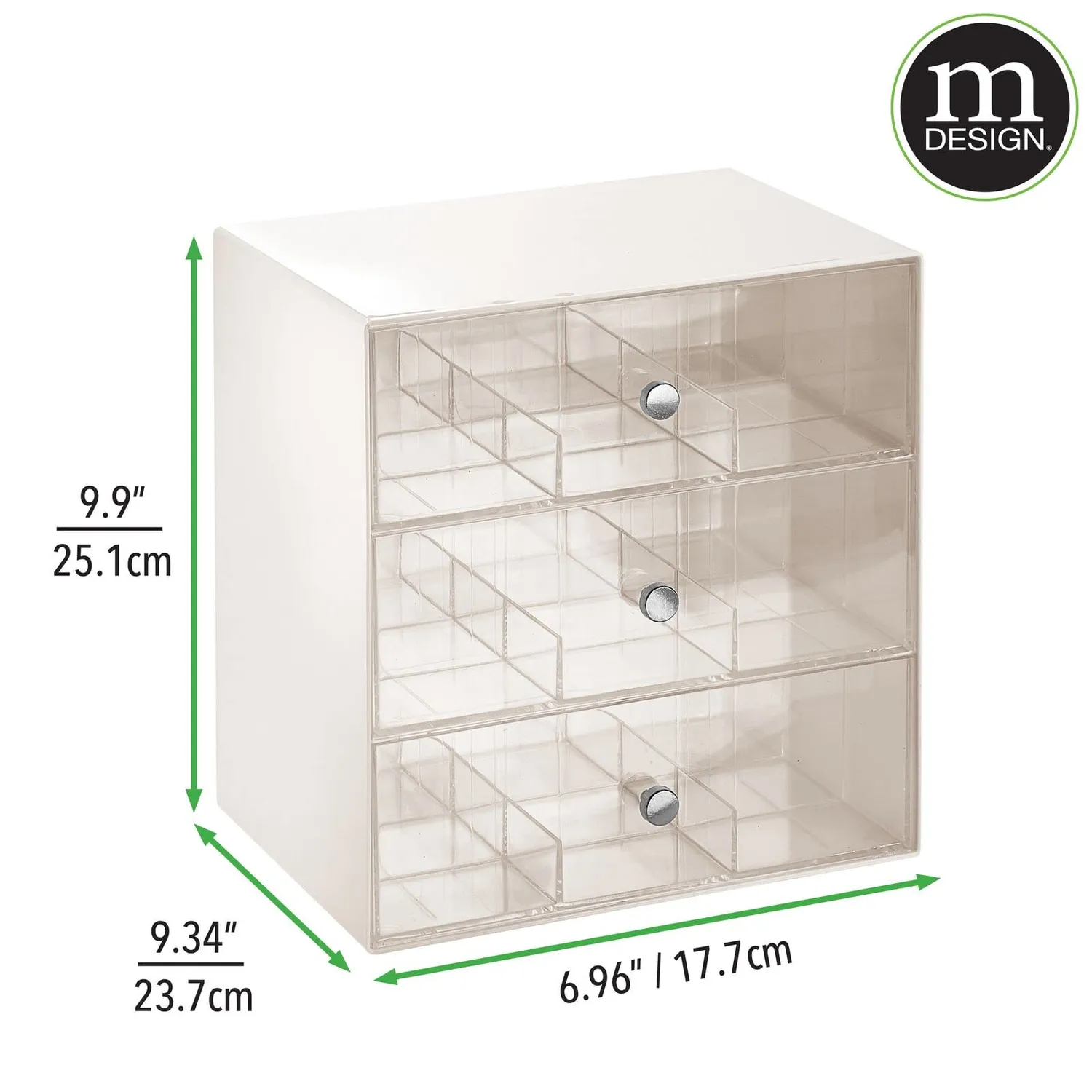 M Design Teebeutelbox 27 Fächer 3 Schubladen 2er-Set creme