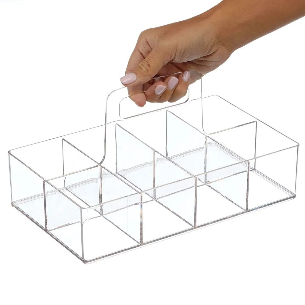mDesign Teebox Aufbewahrungsbox transparent 8 Fächer Kunststoff