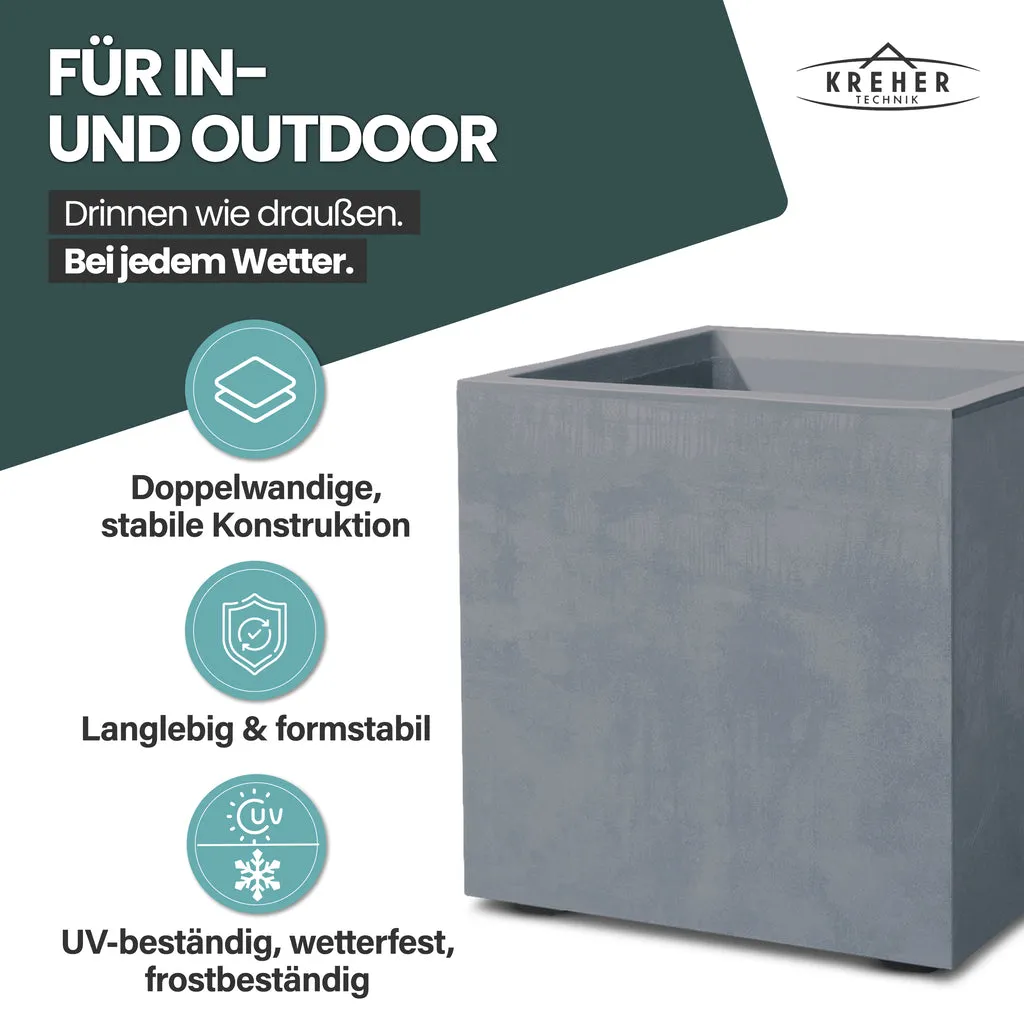 Kreher Millennium Pflanzkübel 40L Eckig 2er Grau Stein