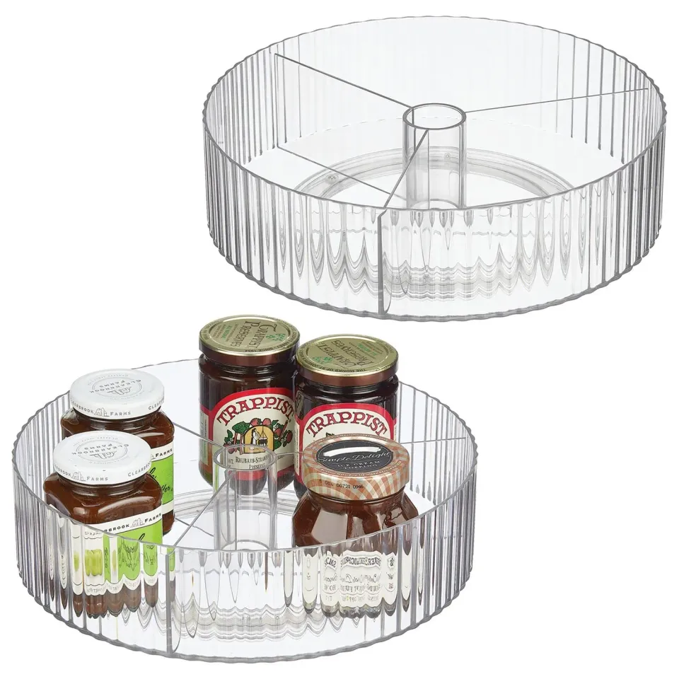 mDesign Lady Susan Drehteller transparent 2er-Set mit Fächern