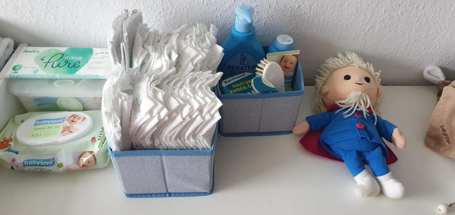 mDesign Aufbewahrungsbox Stoff 6er-Set türkis mit Punkten