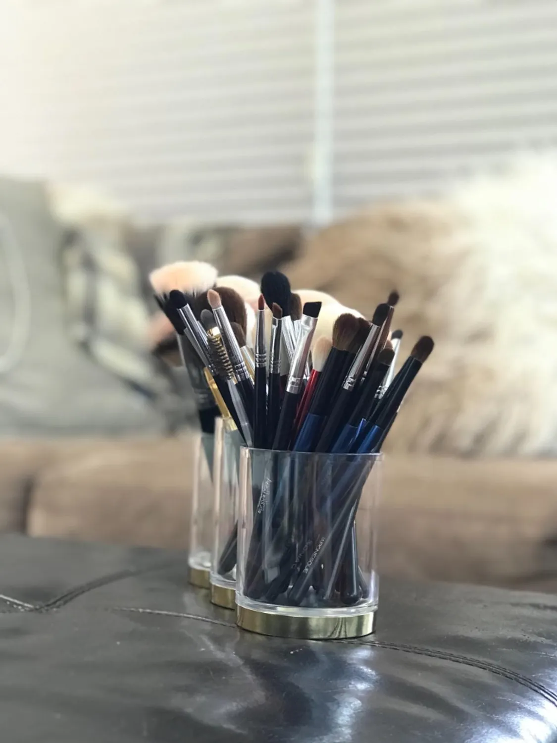 mDesign Make-up-Organizer Kunststoff 3 Fächer Hellgrau