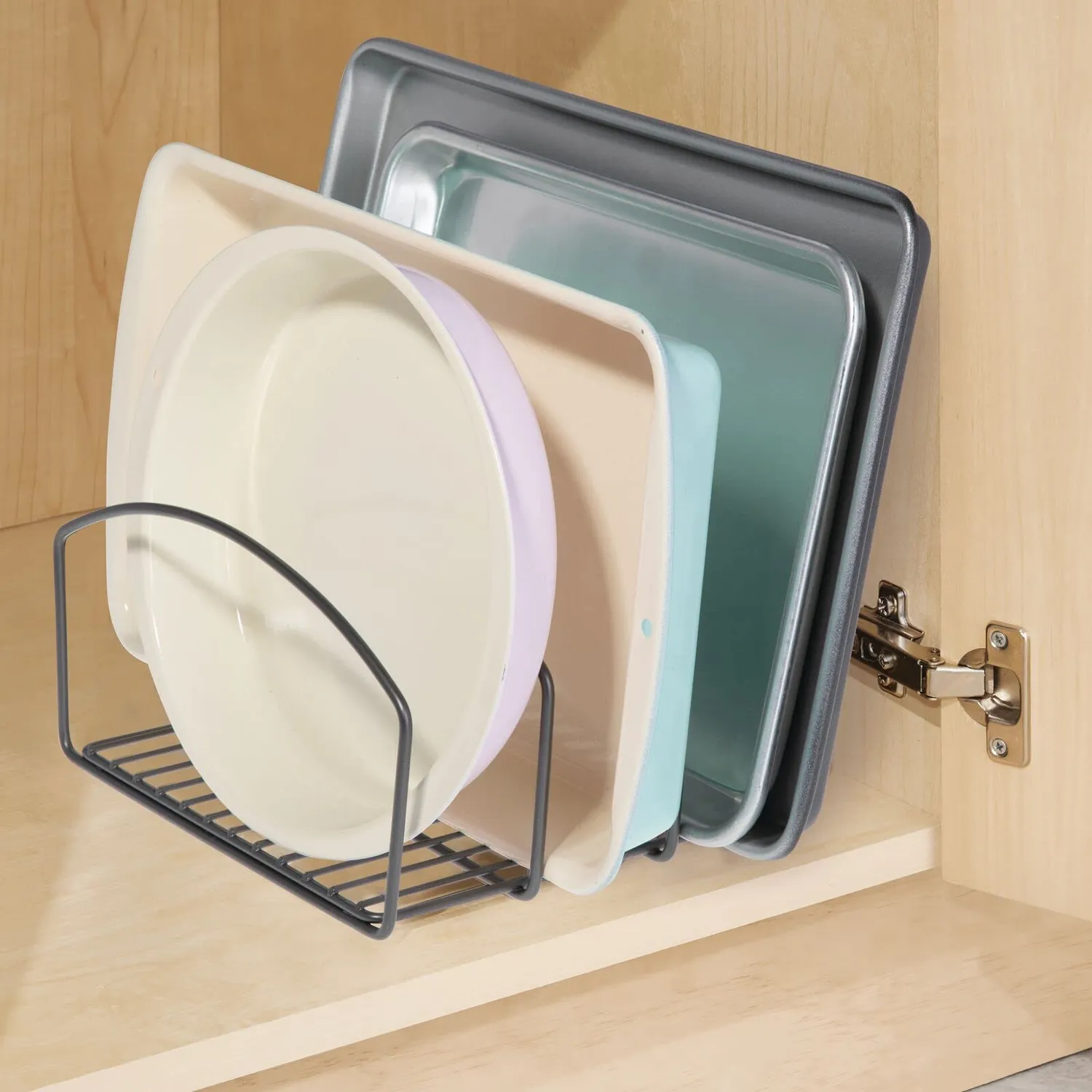 mDesign Küchen Organizer Geschirrhalter graphit 3 Fächer Metall