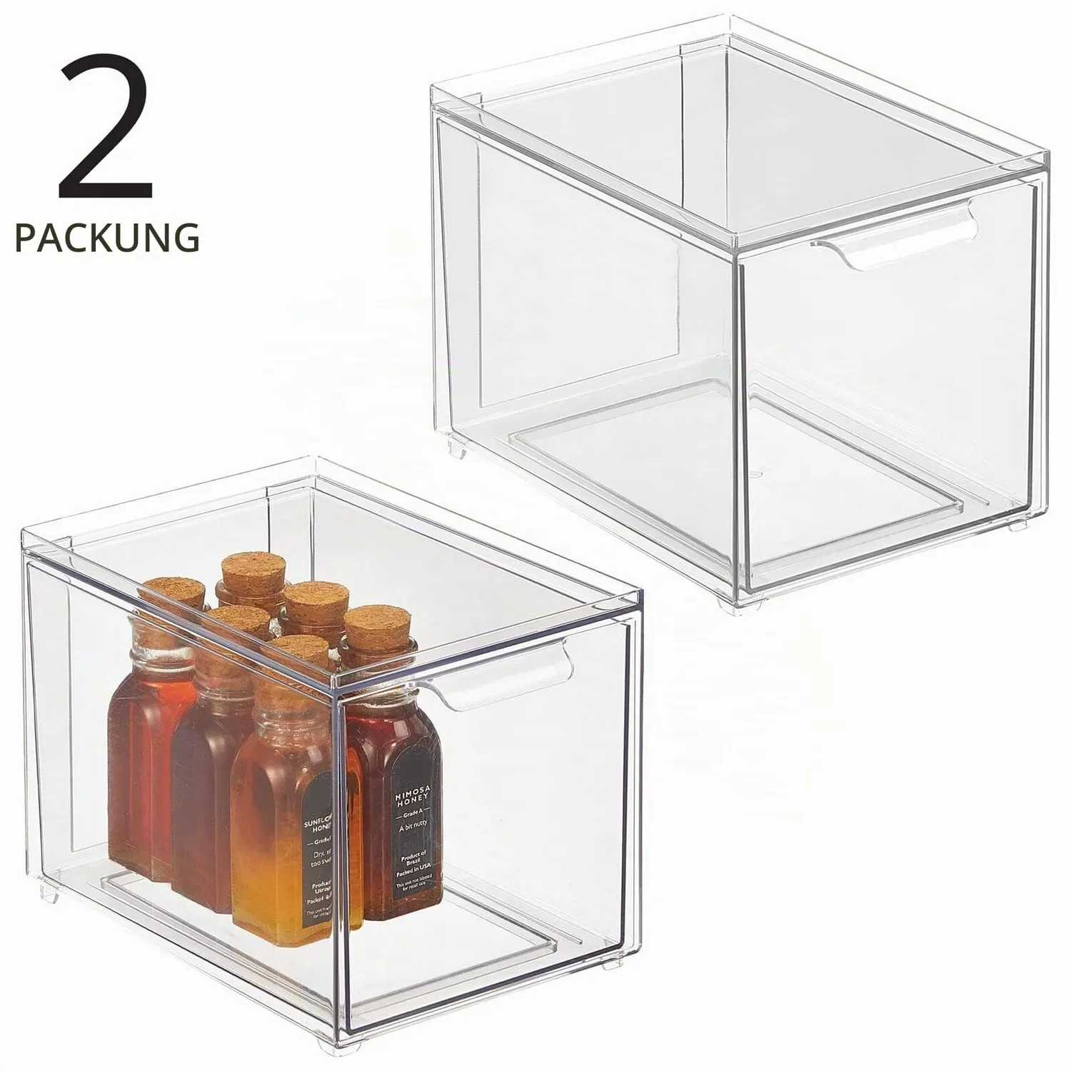 mDesign Schubladenbox Küche 2 Stück klar 15,8 cm