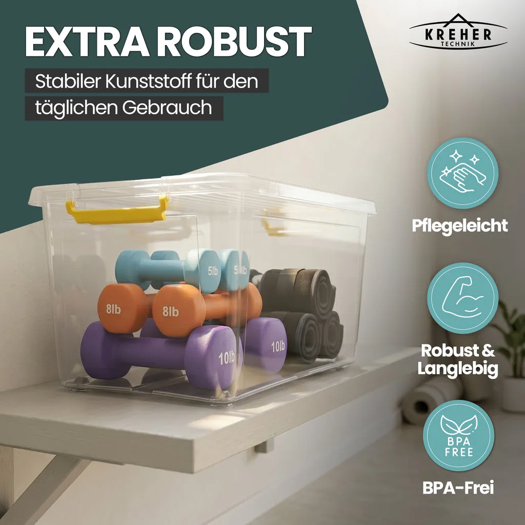Kreher Simple Store Aufbewahrungsbox 80 L transparent 1 Stück rollbar