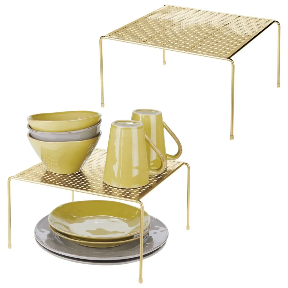 mDesign Küchenregal Metall 2er-Set Messing rutschfest