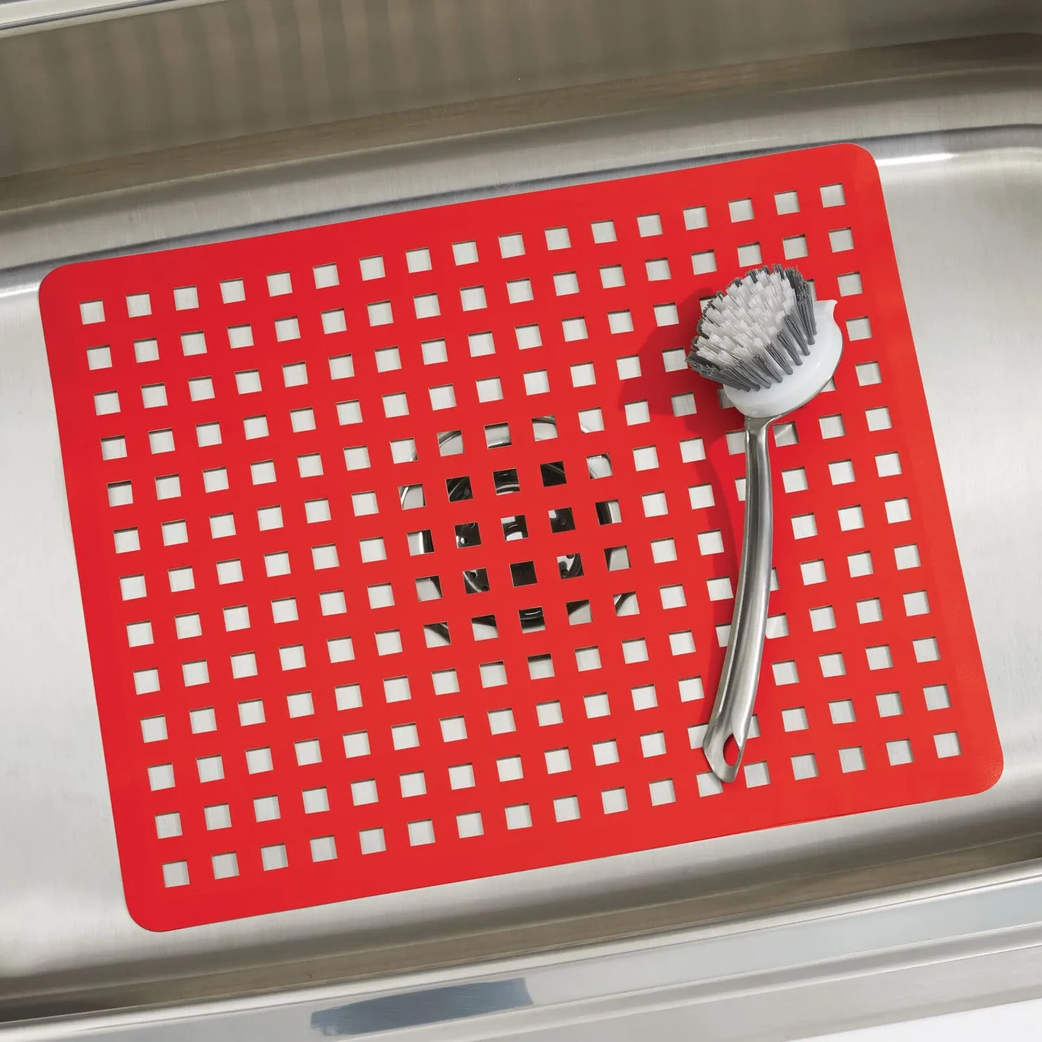mDesign Spülbeckenschutz Set 3-teilig rot Kunststoff Matte