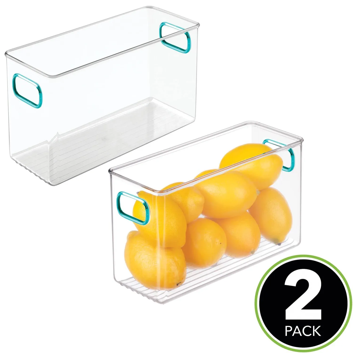 mDesign Kühlschrank Box Klar-Blau Vorratsbehälter 2er-Set Griff