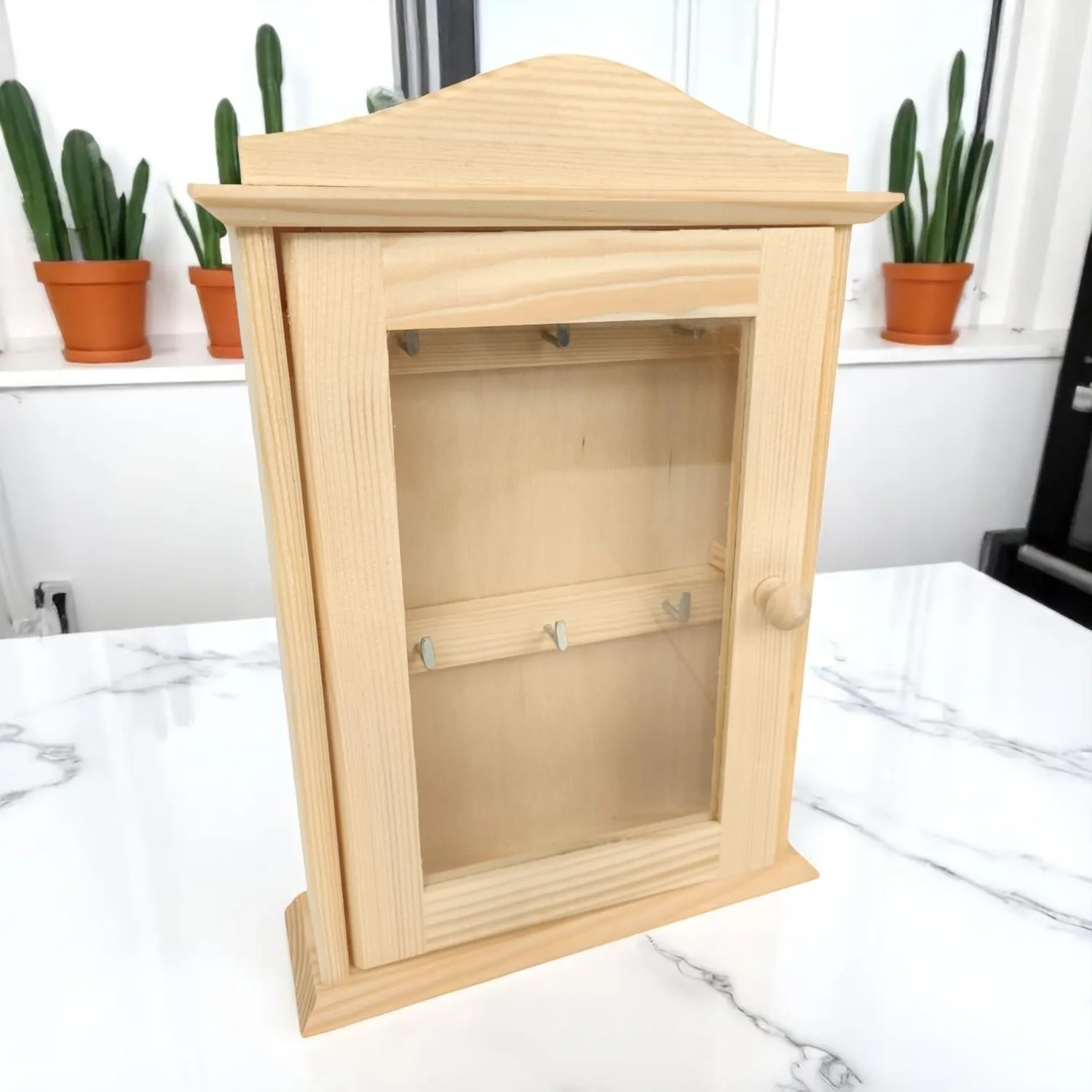 GoodFreshDecor Schlüsselkasten Holz 29,5 cm natur 6 Haken