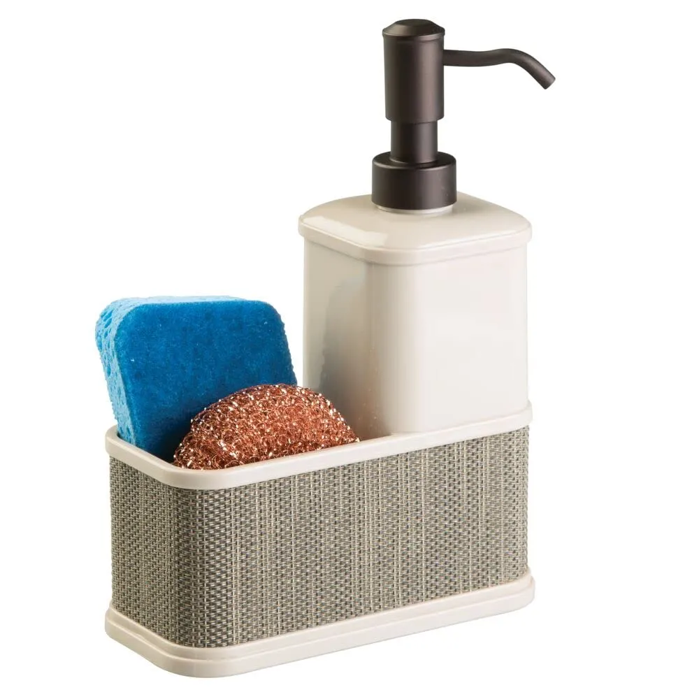 mDesign Seifenspender 532 ml Kunststoff perlmutt mit Schwammhalter