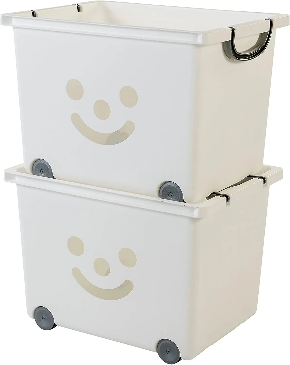 Iris Ohyama KCB-43 Spielzeugbox 34 L 2er-Set grün mit Rädern