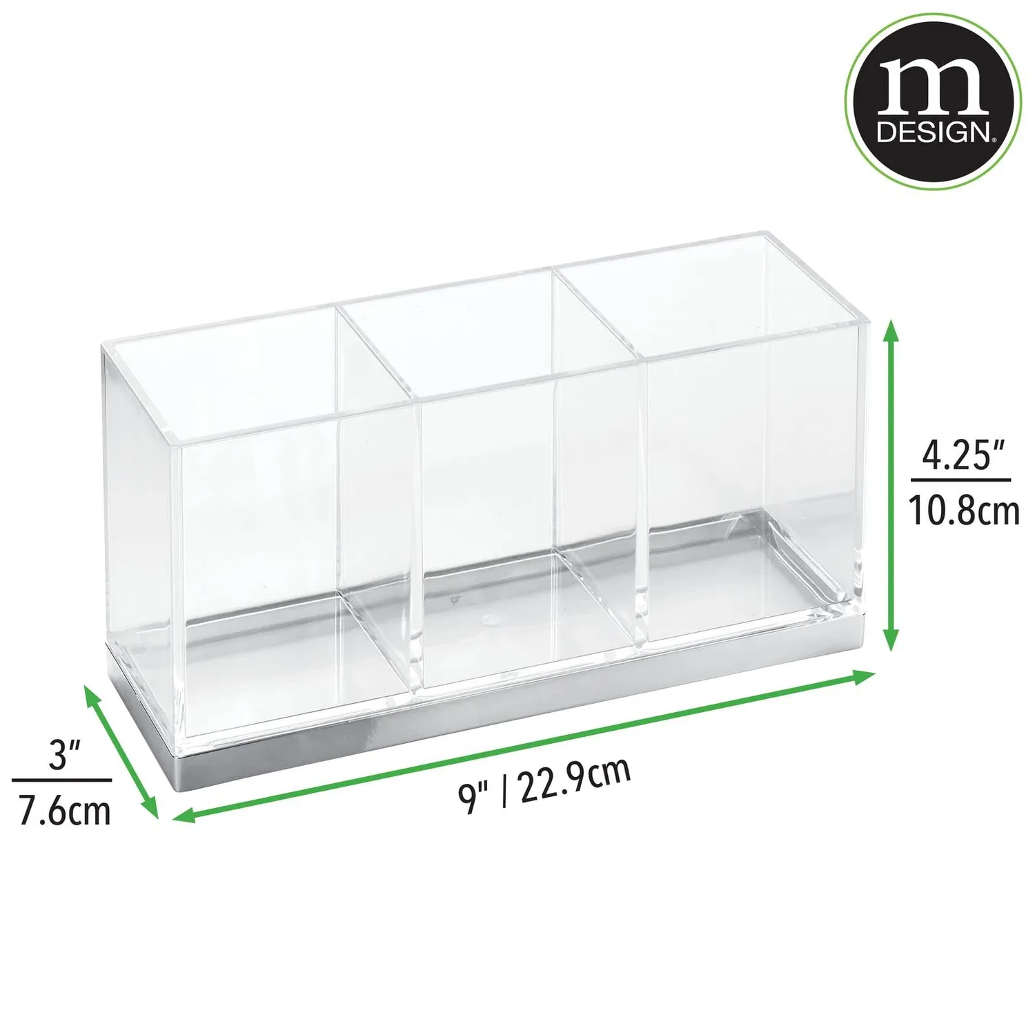 mDesign Make-up Organizer 3 Fächer transparent Kosmetikbox