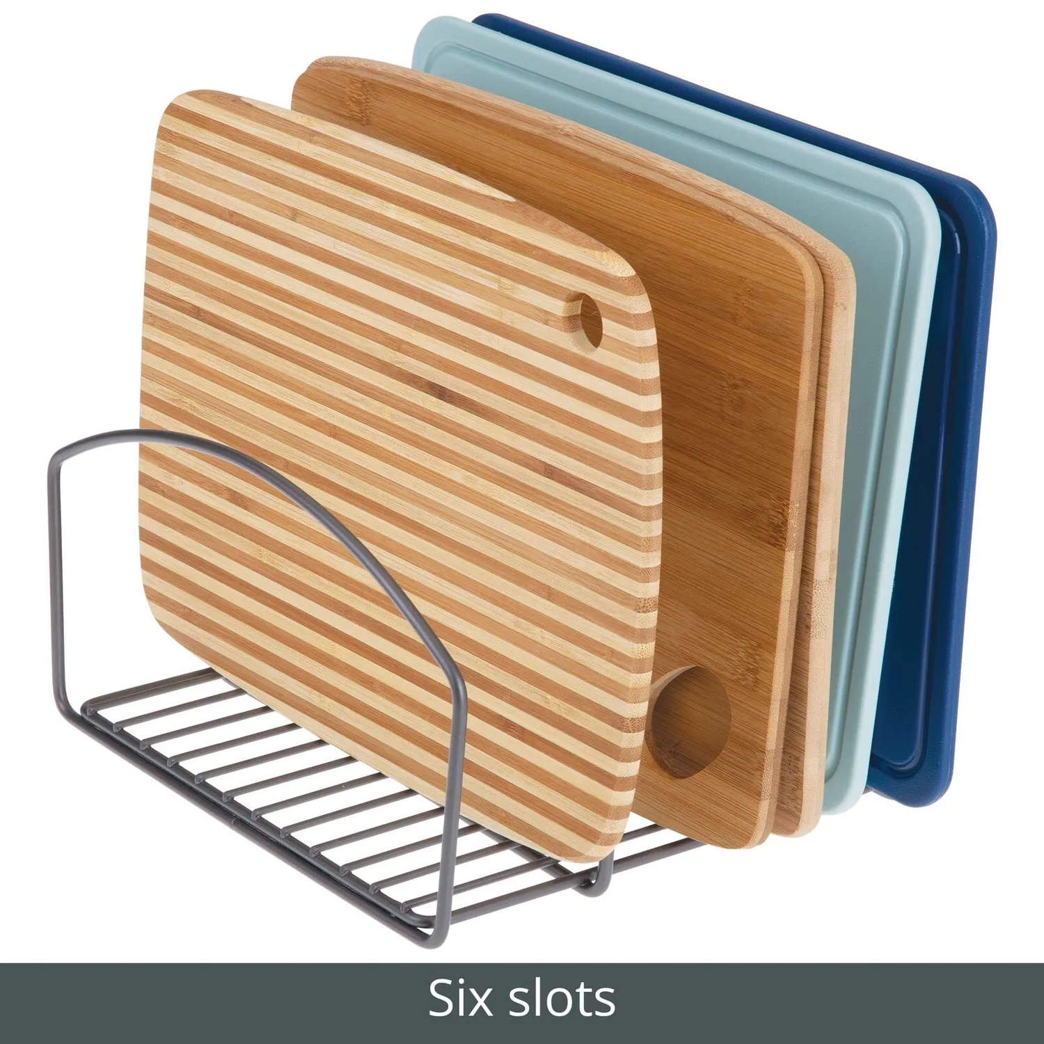 mDesign Küchen Organizer Geschirrhalter graphit 3 Fächer Metall