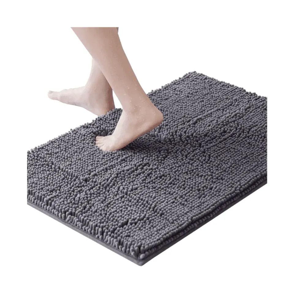 Lifewit Badematte Chenille grau 43x61 cm rutschfest