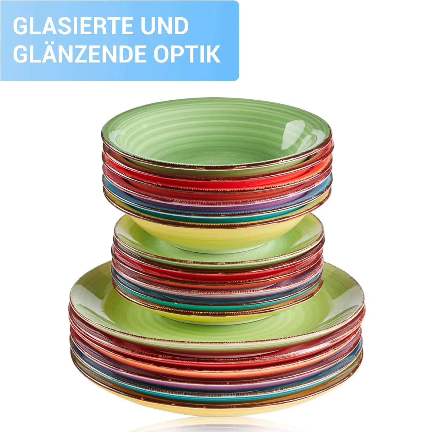 astor24 PREMIUM Geschirr Set 18-teilig Keramik Bunt