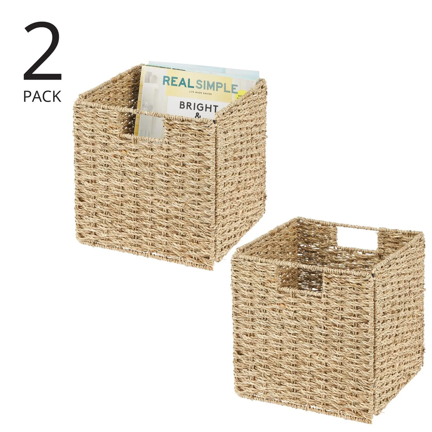 mDesign Seegraskorb Flechtmuster bambus 2er-Set