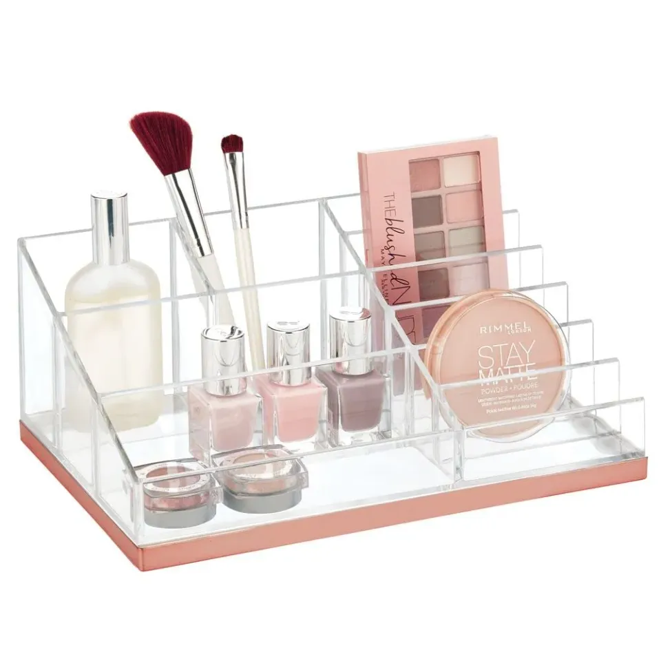mDesign Kosmetik Organizer Rosegold 10 Fächer durchsichtig