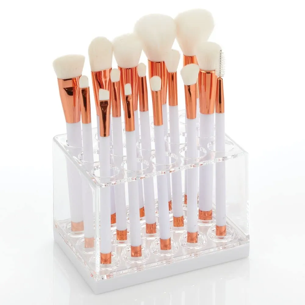 mDesign Kosmetik Organizer 15 Fächer transparent-weiß für Stifte
