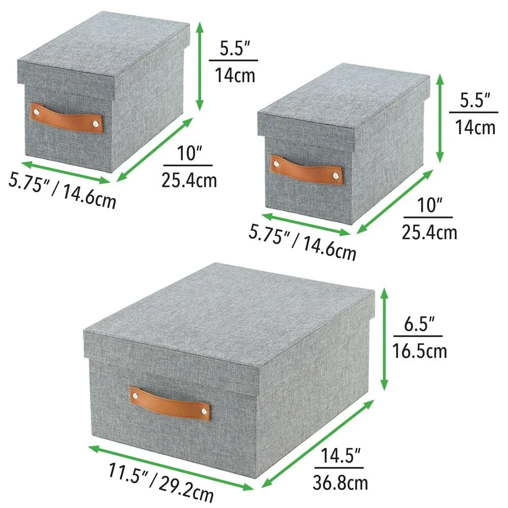 mDesign Aufbewahrungsbox Stoff 3er-Set dunkelgrau mit Deckel