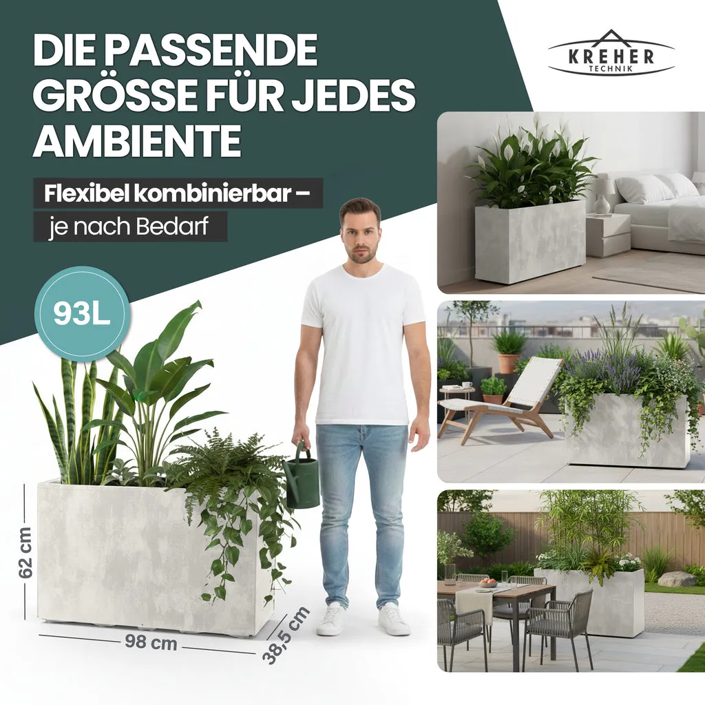 Kreher Millennium Fence Pflanzkasten Creme Weiß 3 Stück 93 L