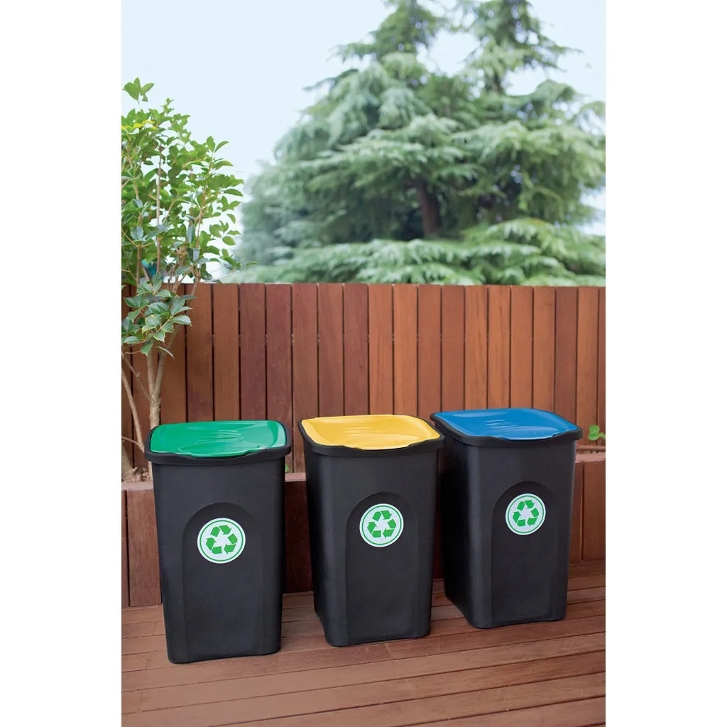 Kreher Abfalleimer Set 3x 50 Liter mit Deckel farbig