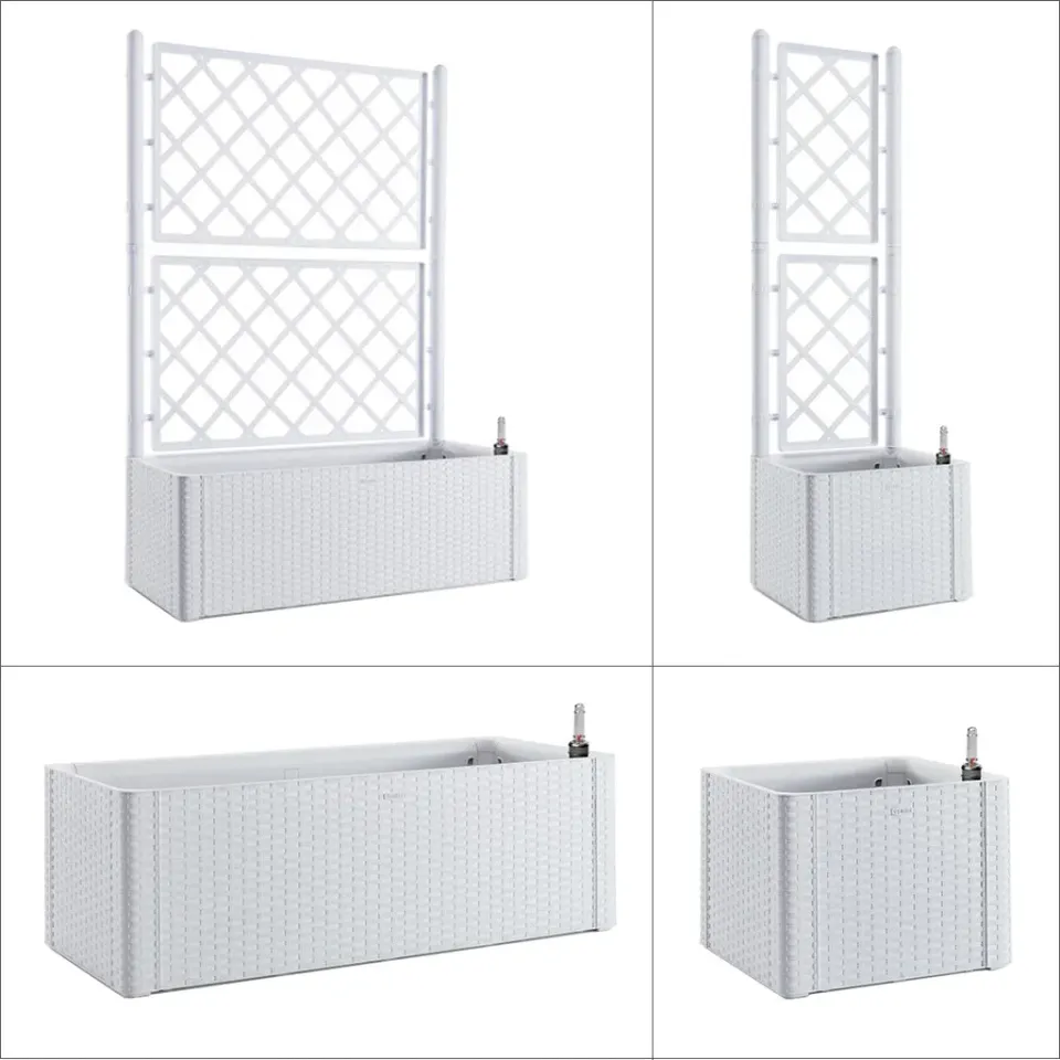 Kreher Pflanzkasten Rattan-Optik Weiß breit 35 Liter