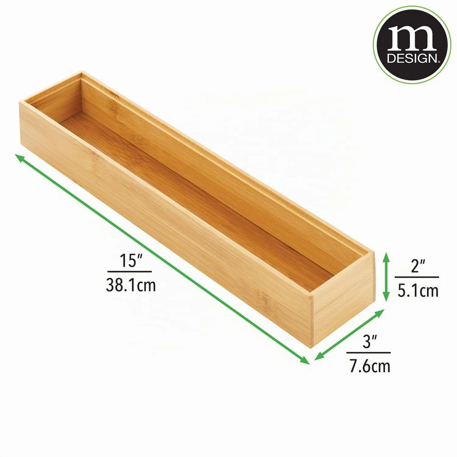 mDesign Schubladeneinsatz Holz Schubladenbox 38,1 cm 2er-Set natur