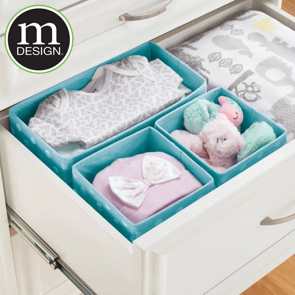 mDesign Aufbewahrungsbox Stoff 6er-Set türkis mit Punkten