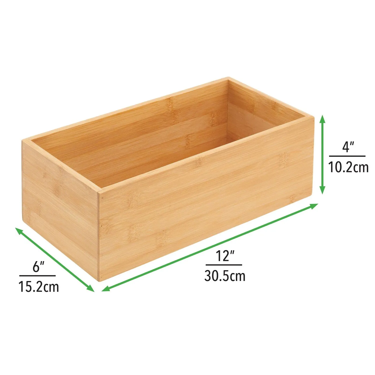 M Design Bambusbox 2er-Set 15,2x30,5x10,2cm natur