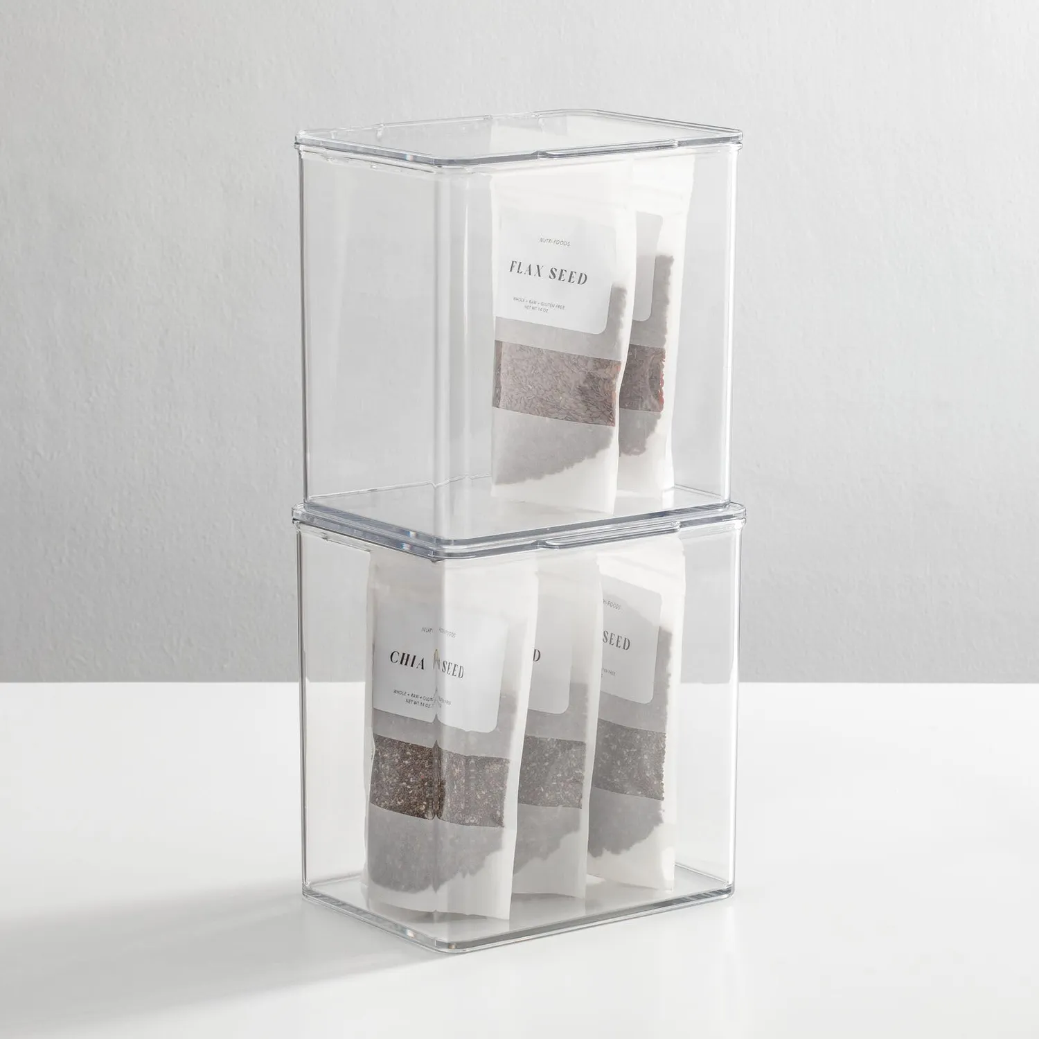 mDesign Vorratsbox 2er-Set transparent mit Deckel stapelbar