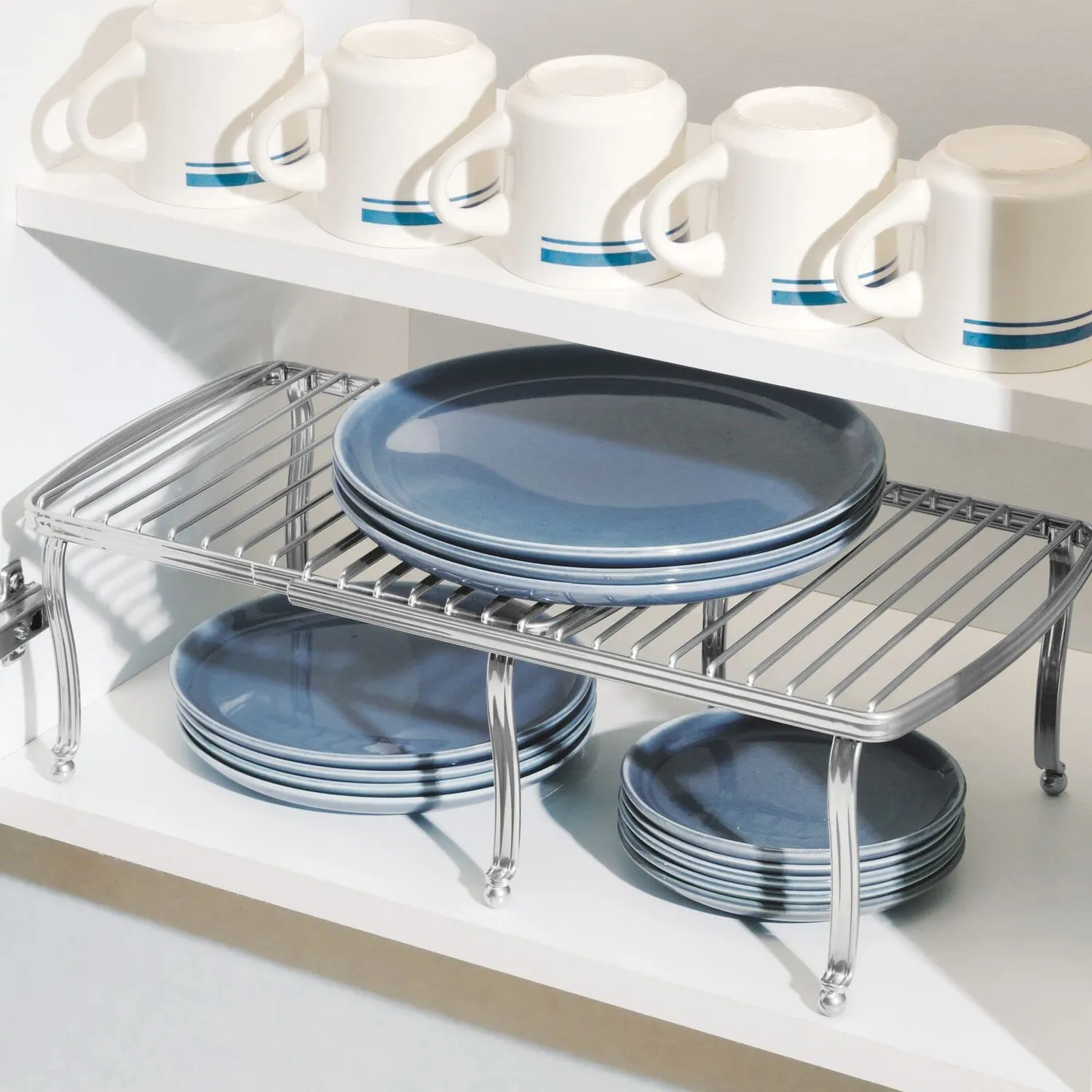 mDesign Küchenregal Metall 2er Set silber erweiterbar