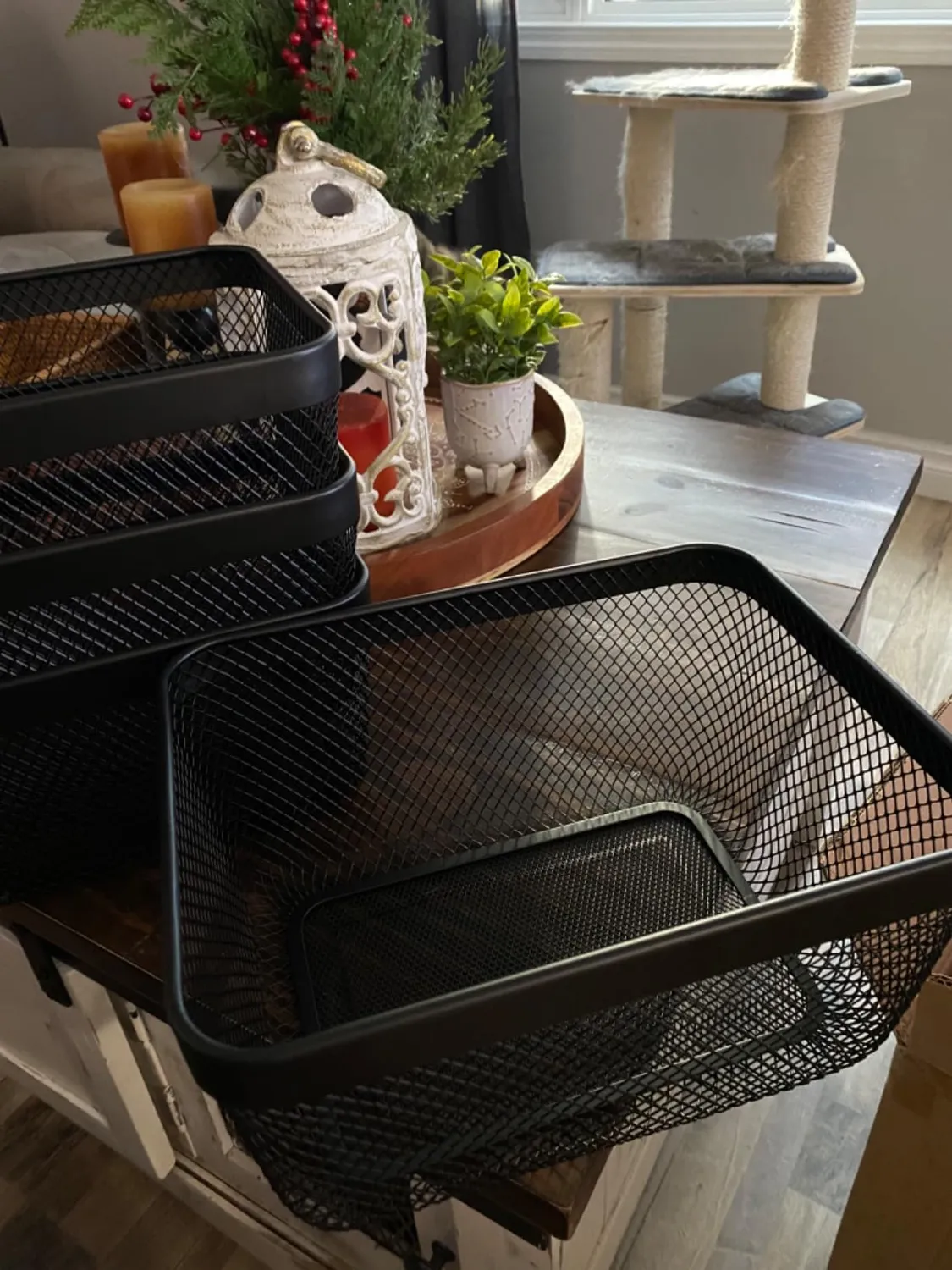 mDesign Drahtkorb 4er-Set Schwarz Metall 40,6 cm Aufbewahrung
