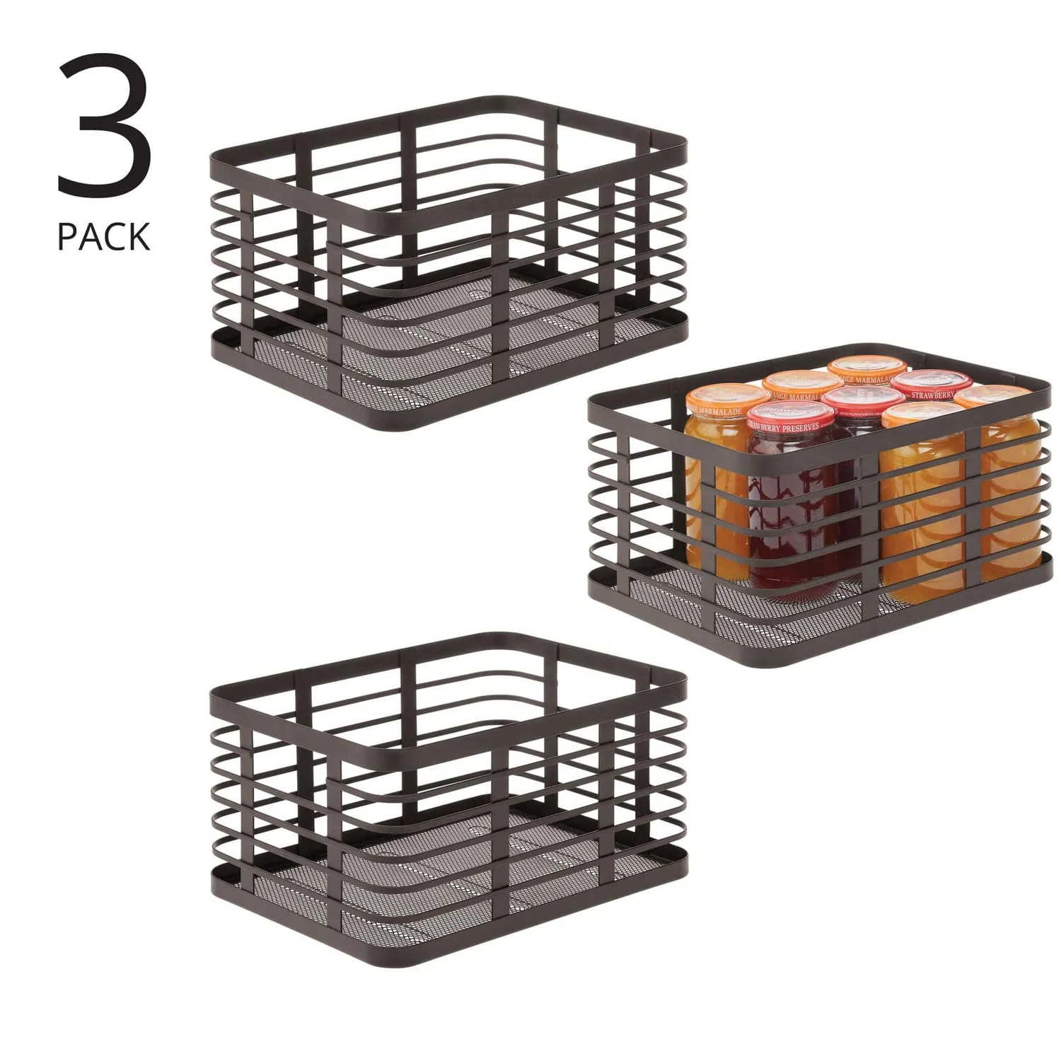 mDesign Allzweckkorb Drahtkorb bronze 3er-Set Metall