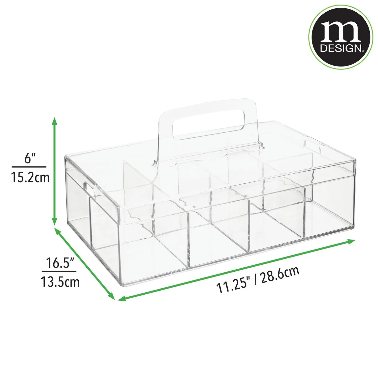 mDesign Küchen Organizer 8 Fächer transparent mit Griff