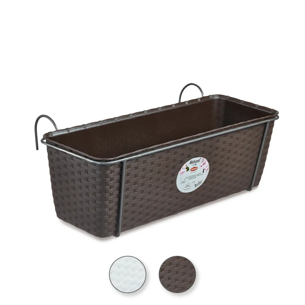 Kreher Pflanzkasten Rattan 50 cm Weiß mit Aufhängung