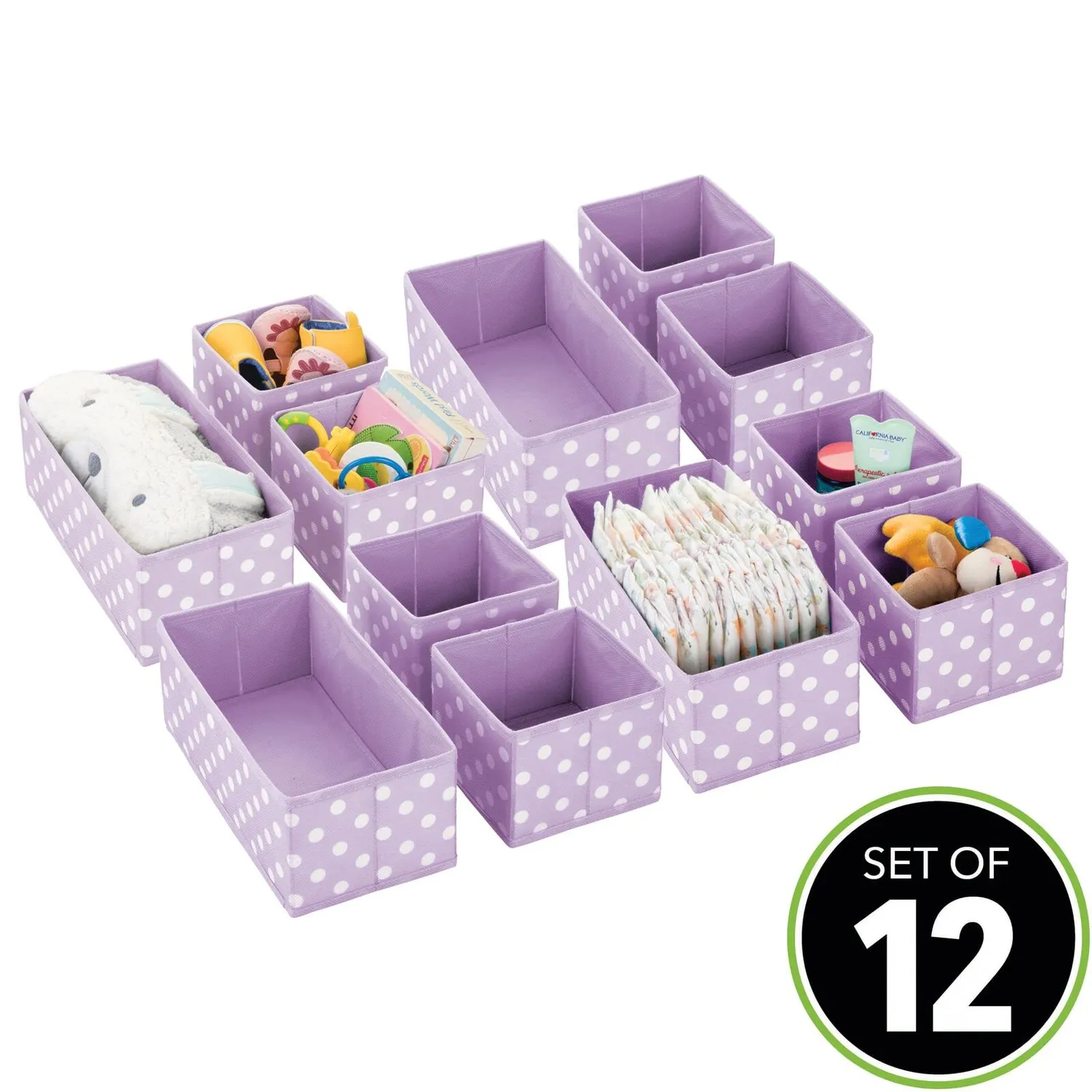 mDesign Aufbewahrungsboxen 09284MDBEU 12er Set Lila gepunktet