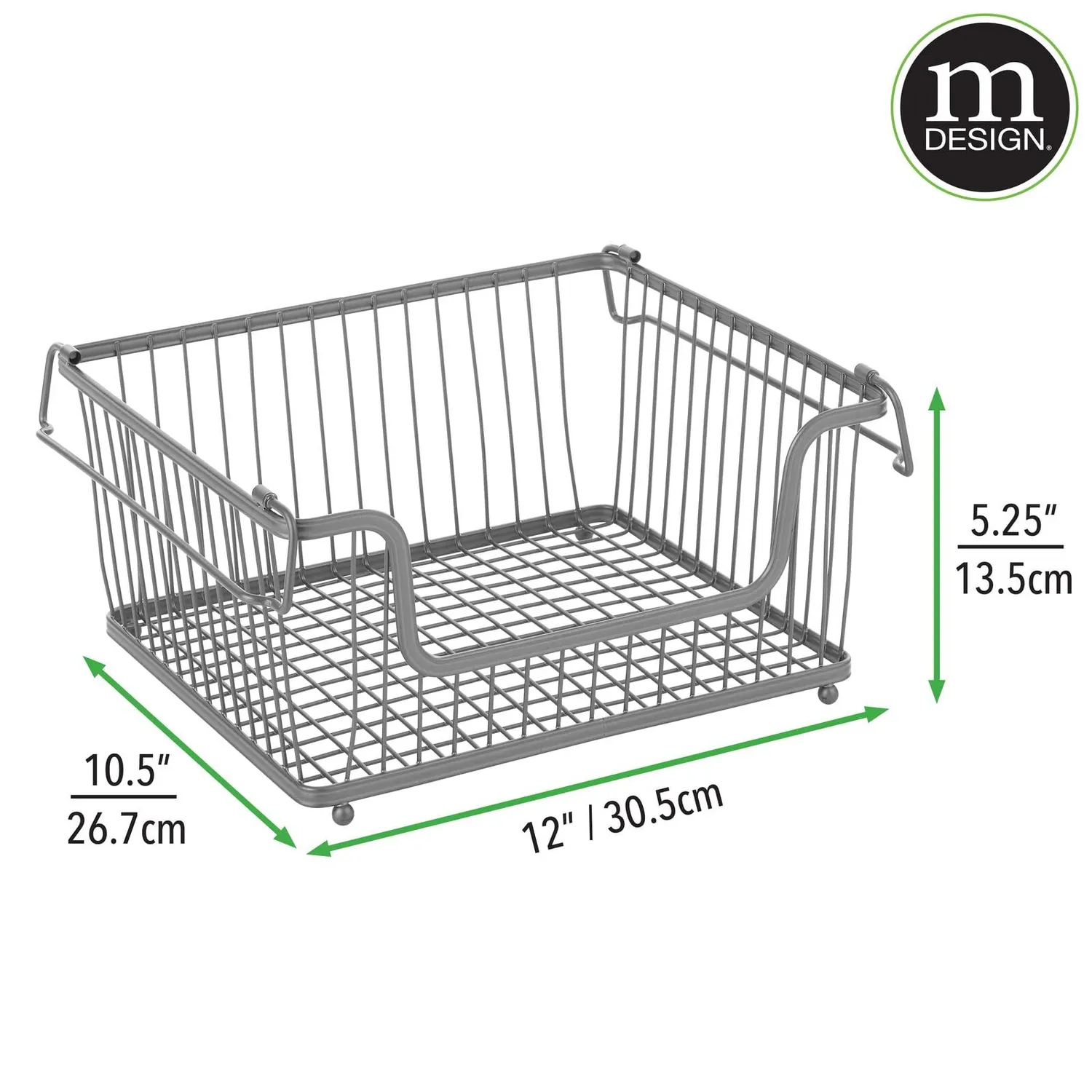 mDesign Aufbewahrungskorb Metall 6er-Set dunkelgrau stapelbar