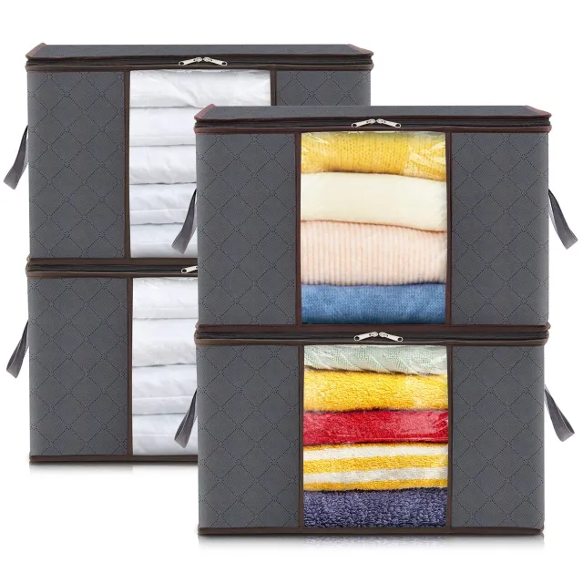 Lifewit Aufbewahrungsbox Grau 75L 4er Pack mit Deckel