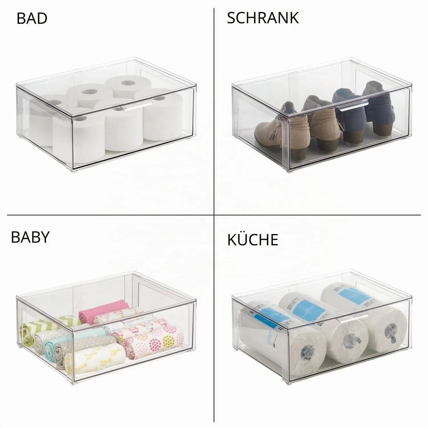 mDesign Schuhbox Kunststoff Stapelbox 40,6 cm 2er-Set transparent