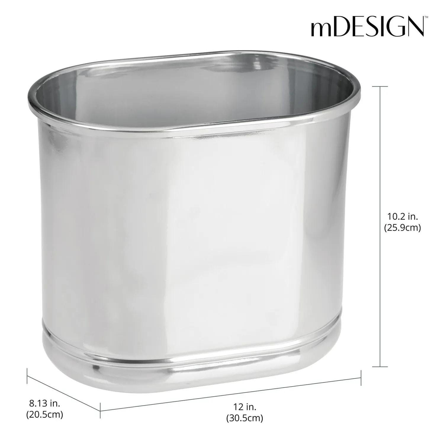 M Design ovaler Mülleimer Metall 9,5 L silber