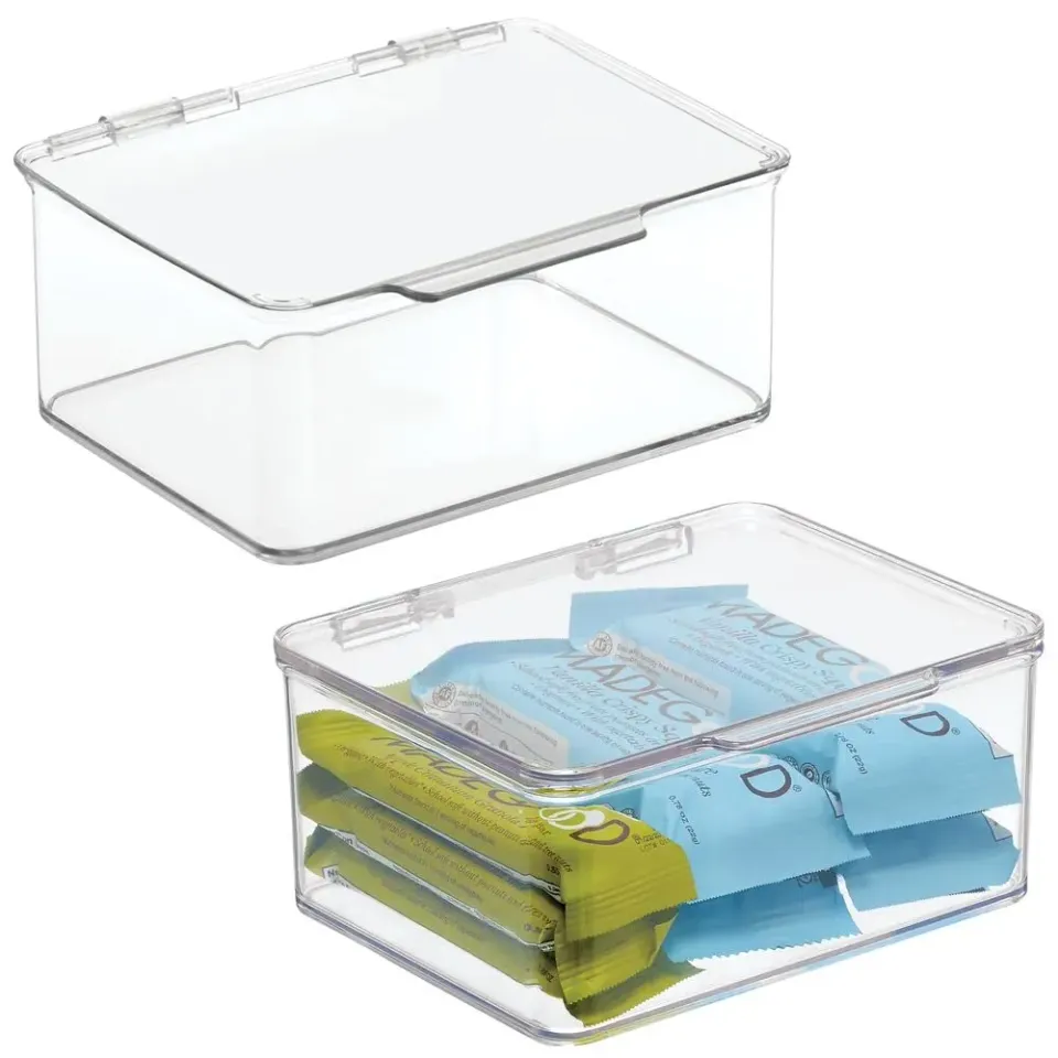 mDesign 2er-Set Küchen Organizer Box transparent Deckel