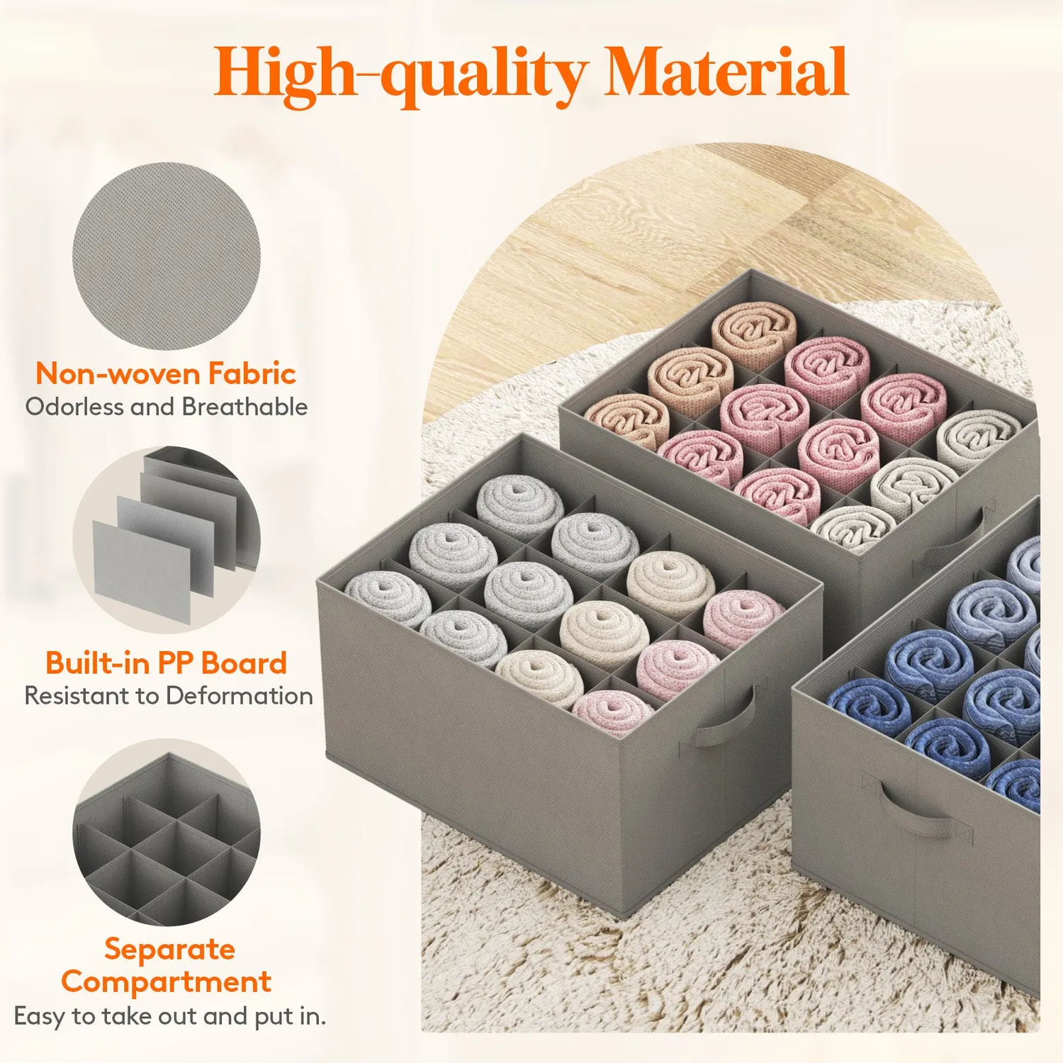 Lifewit Jeans Organizer 12 Fächer 3er Pack Box