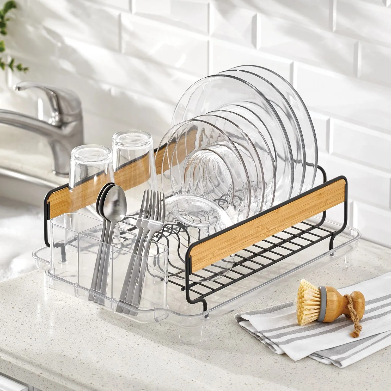 mDesign Abtropfgestell Geschirrabtropfer 47x34 cm Bambus