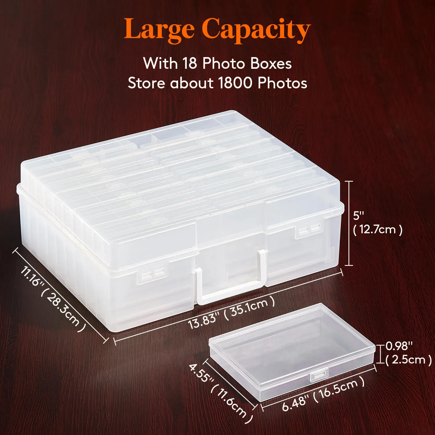 Lifewit Fotobox 4x6 Organizer mit 18 Boxen transparent