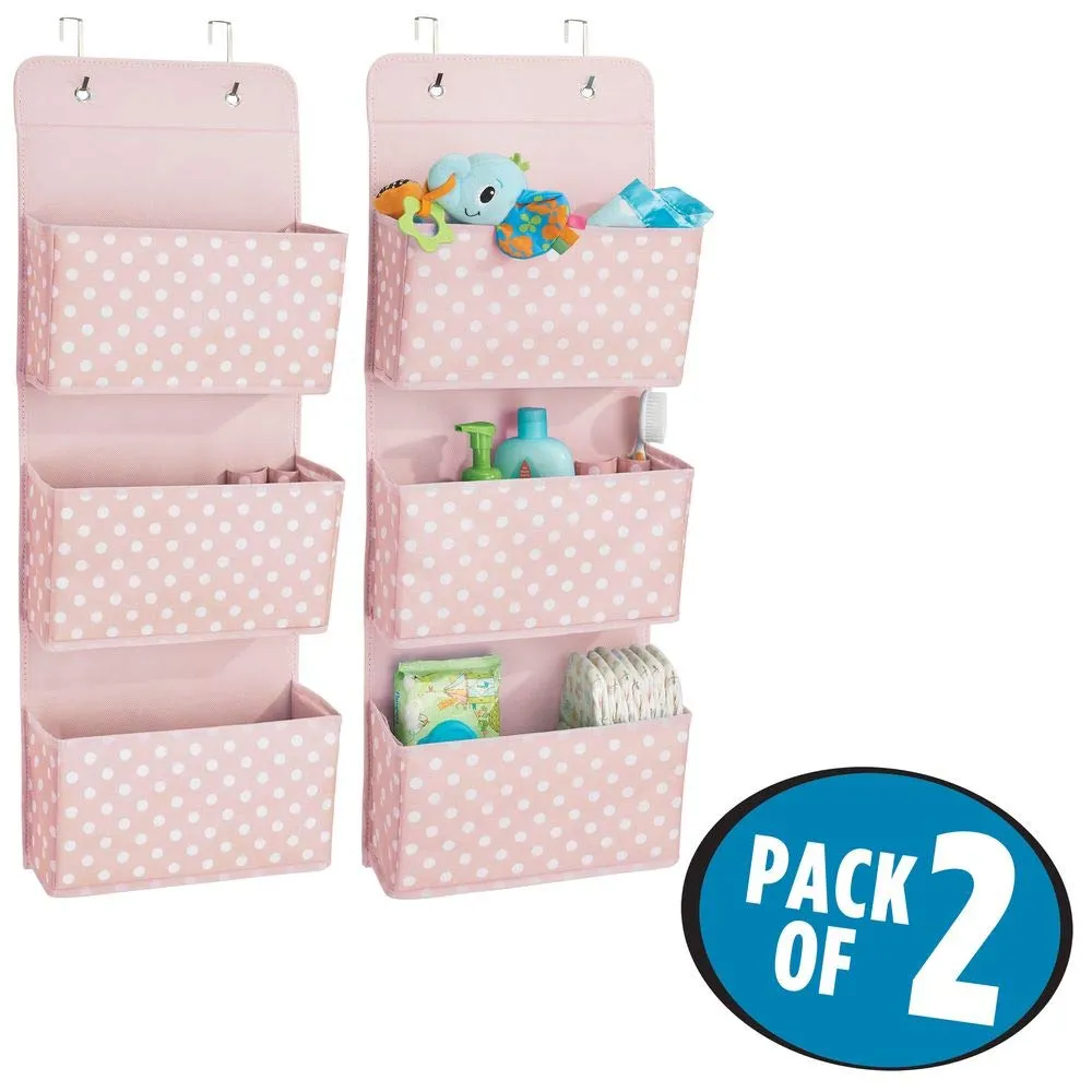 mDesign Hängeorganizer 2er-Set Tür rosa/weiß 3 Taschen