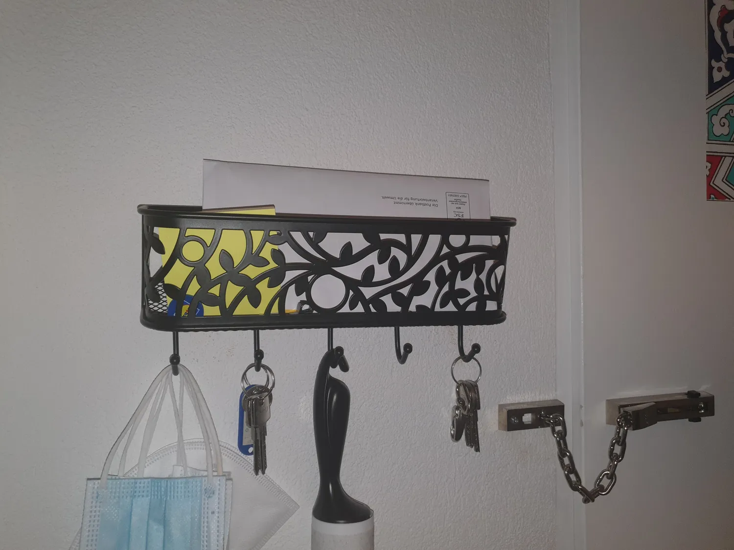 mDesign Briefablage Schlüsselbrett Korb Kupfer 5 Haken