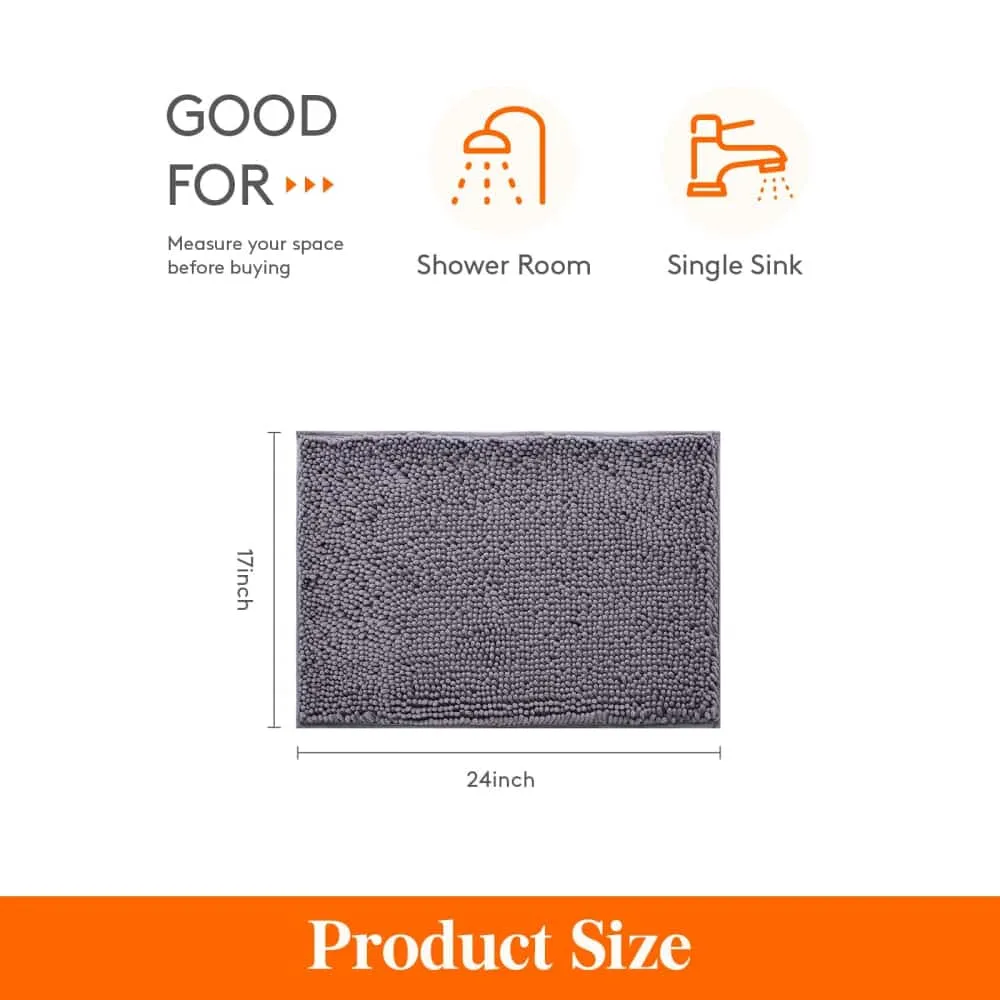 Lifewit Badematte Chenille grau 43x61 cm rutschfest