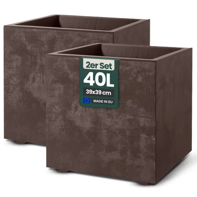 Kreher Millennium Pflanzkübel 40L eckig braun 2er-Set
